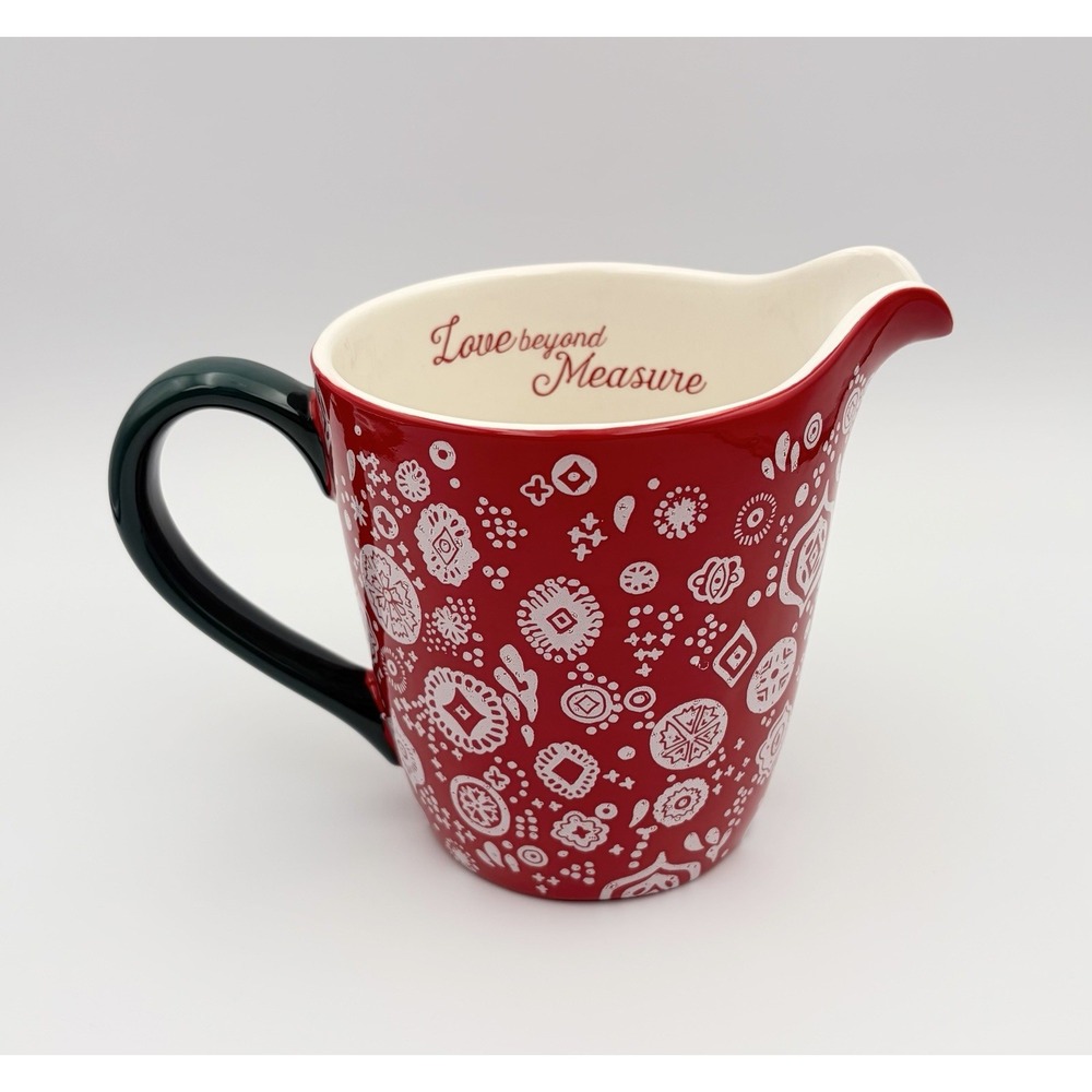 The Pioneer Woman Love Beyond Measure Stoneware Measuring Pitcher Red White 1 Qt
